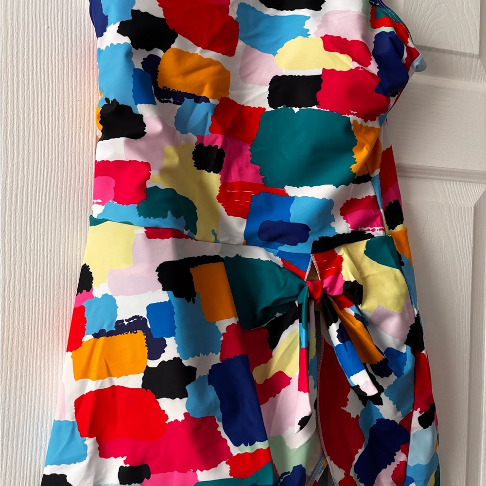 New! Colorful Abstract Print one piece Swimsuit